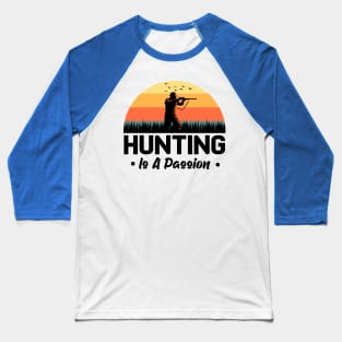 Hunting Passion Hunter Retro Sun Baseball T-Shirt